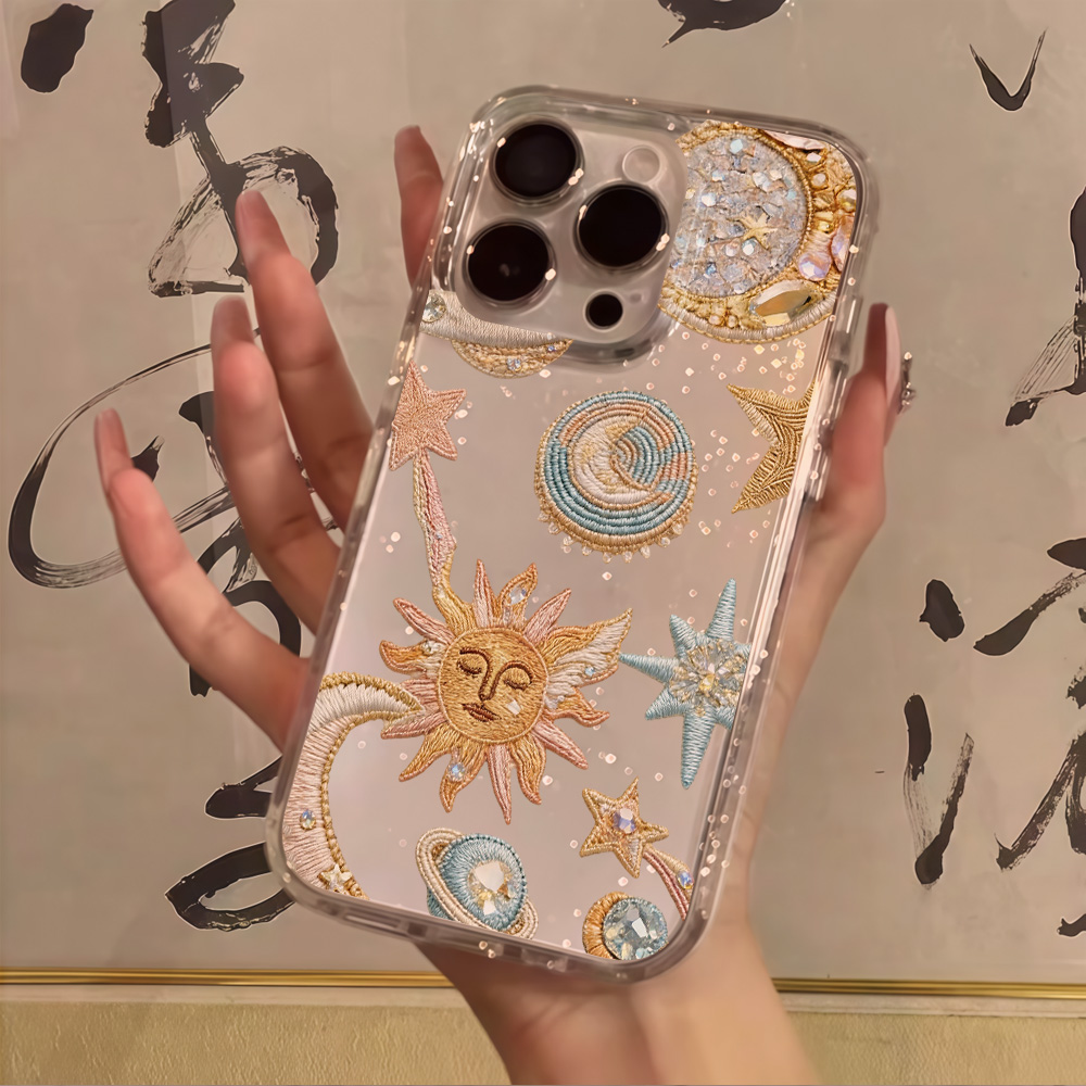 Clear Shockproof Bumper Case - Capa de Celular Criativa com Glitter