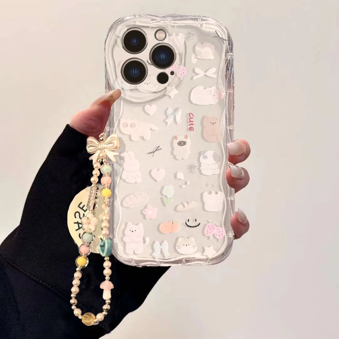 Cute Cartoon Wrist Strap Silicone Case - Capa de corrente de pulso com