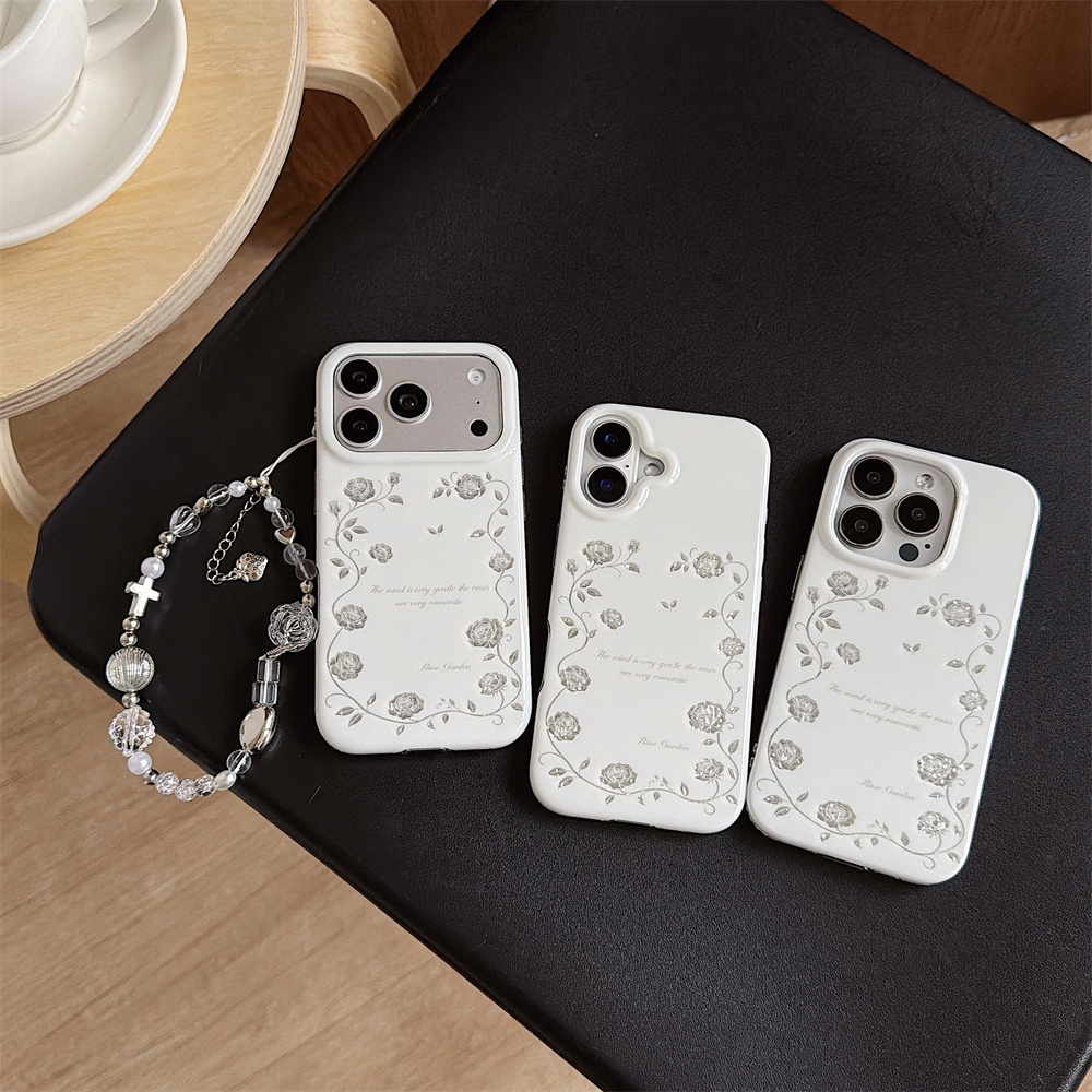 Vintage Floral Pattern Soft Case - Capa de Celular Vintage Prata com