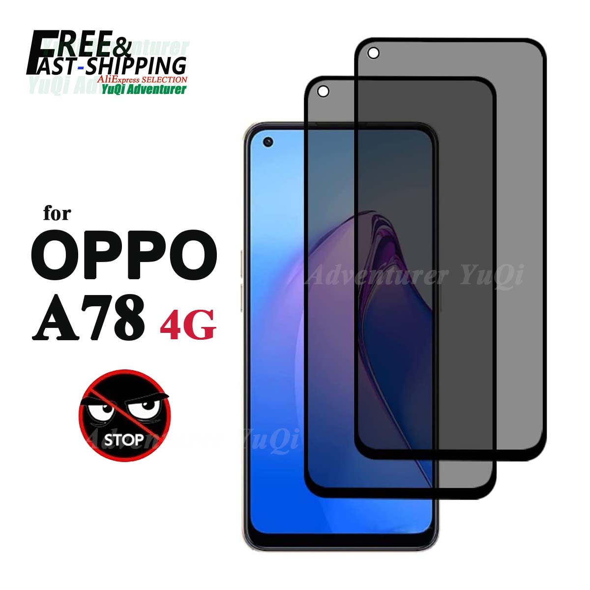 Anti Spy Privacy Glass Case - Protetor de tela anti-espião para OPPO,