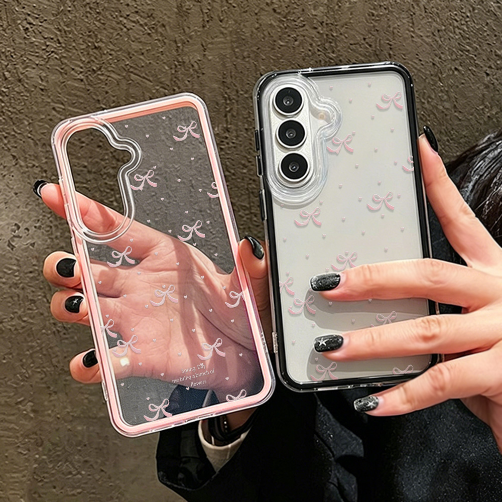 Clear Shockproof Bumper Case - Capa de Telefone Rosa Fofa com