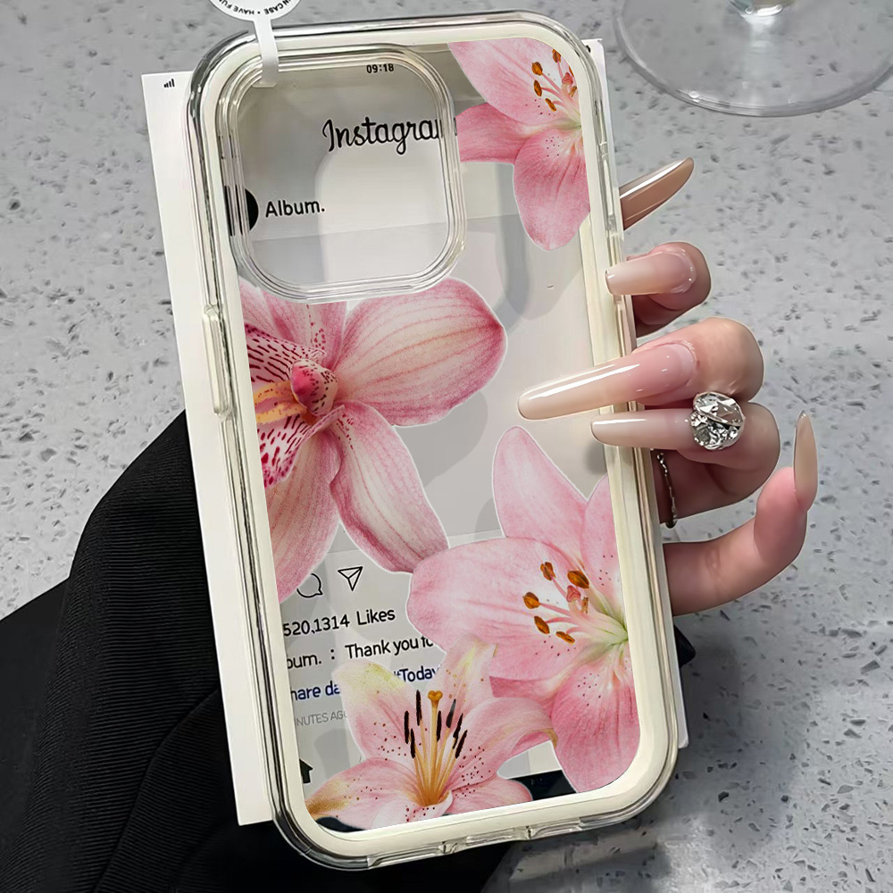 Clear Shockproof Bumper Case - Capa de Silicone Transparente Rosa com