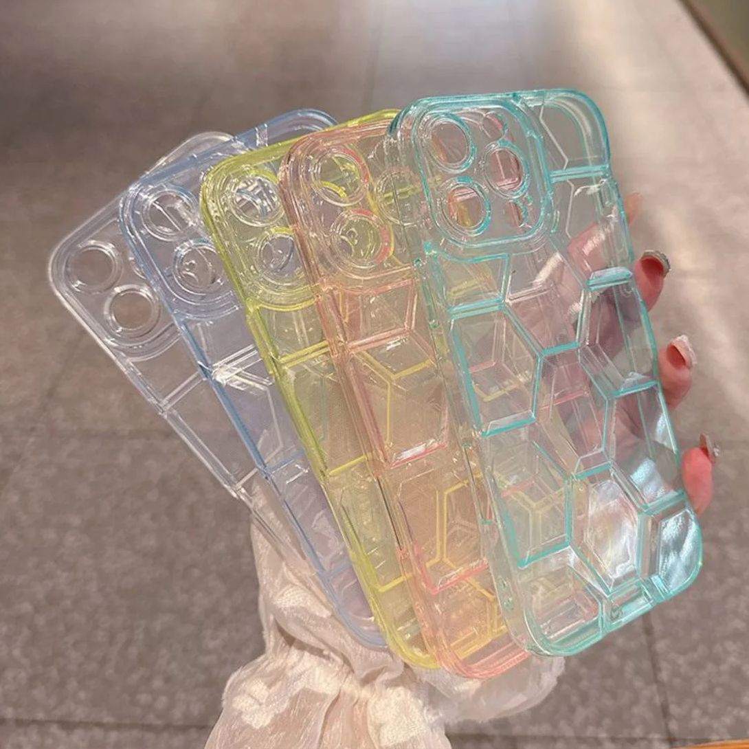 Clear Shockproof Bumper Case - Favo de mel padrão de futebol