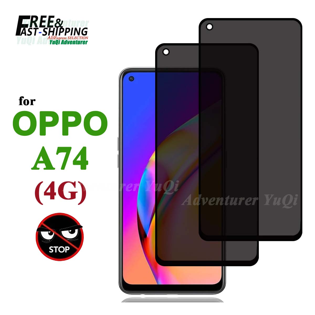 Anti Spy Privacy Glass Case - Protetor de tela anti-espião para OPPO