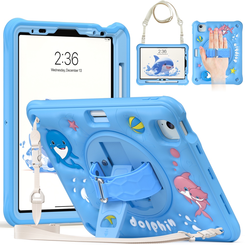 Cute Cartoon Wrist Strap Silicone Case - Capa Infantil Fofa para iPad Mini