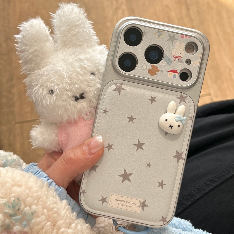 Cute Cartoon Wrist Strap Silicone Case - Capa de Telefone de Couro 3D