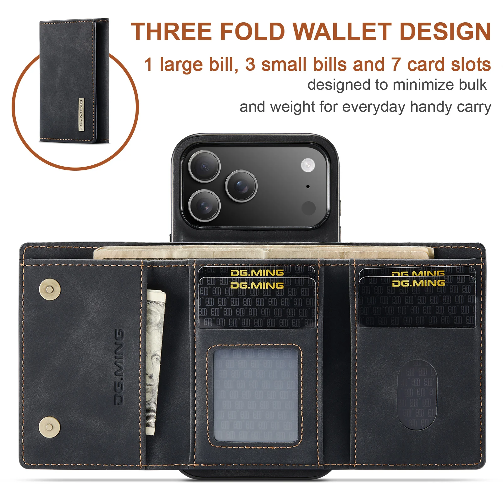 Para novo iphone 17 pro max ar - Leather Wallet Card Holder Phone Cover avaliação e preço