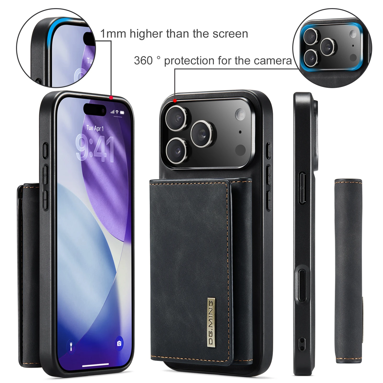 Para novo iphone 17 pro max ar - Leather Wallet Card Holder Phone Cover avaliação e preço
