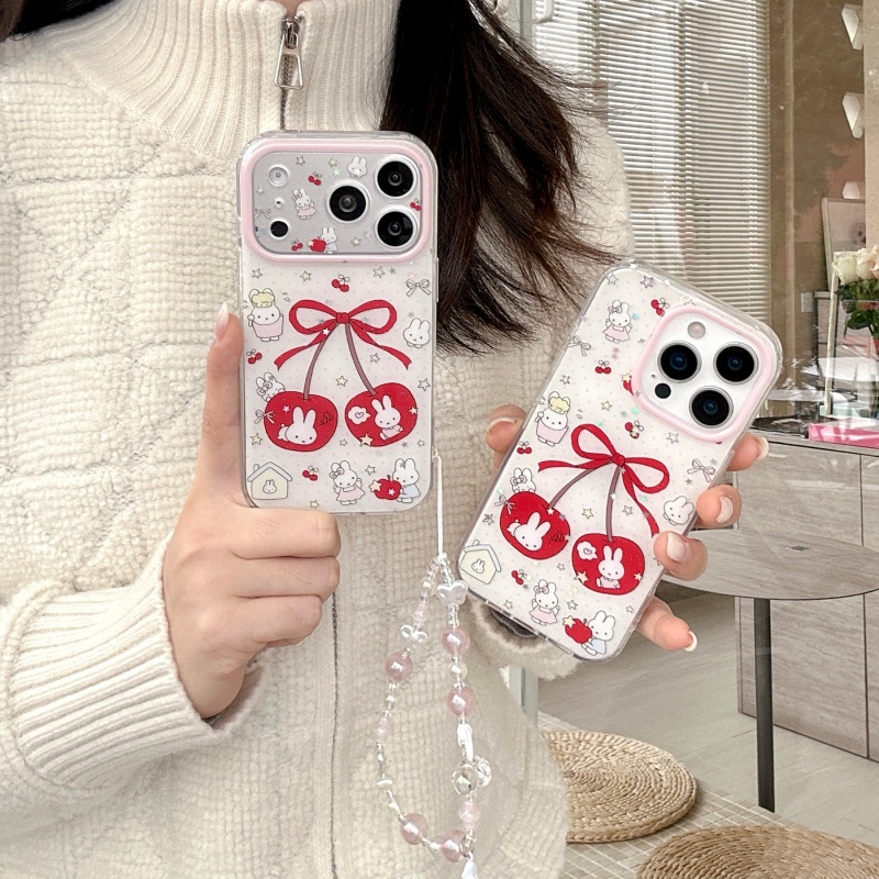 Capa de celular brilhante com  - Cute Cartoon Wrist Strap Silicone Case avaliação e preço