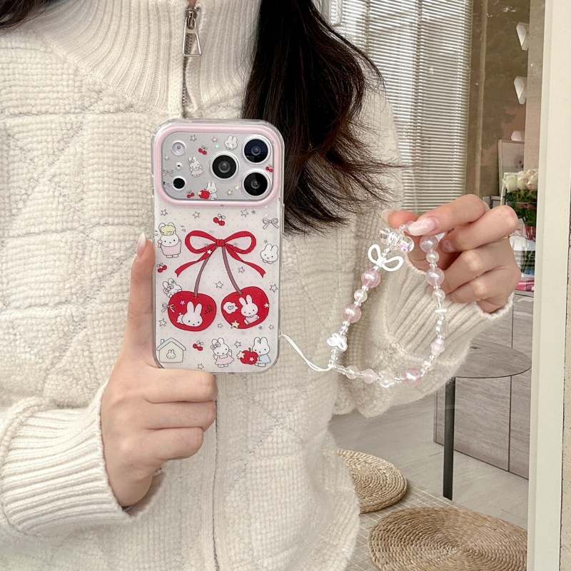Capa de celular brilhante com  - Cute Cartoon Wrist Strap Silicone Case avaliação e preço