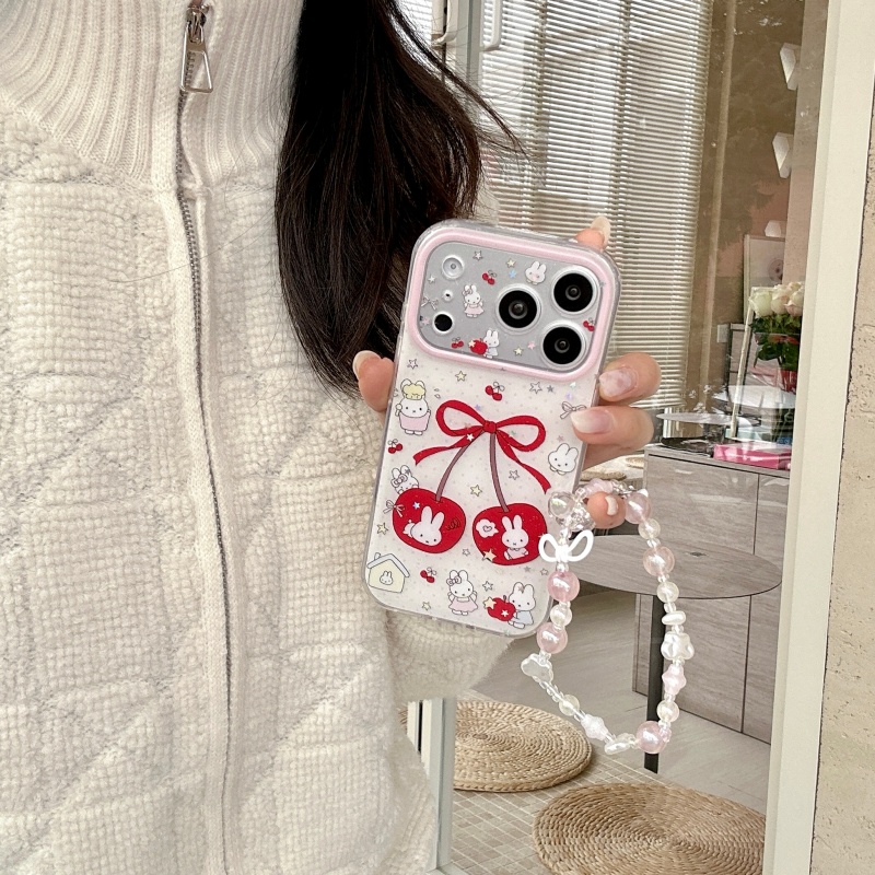 Capa de celular brilhante com  - Cute Cartoon Wrist Strap Silicone Case avaliação e preço