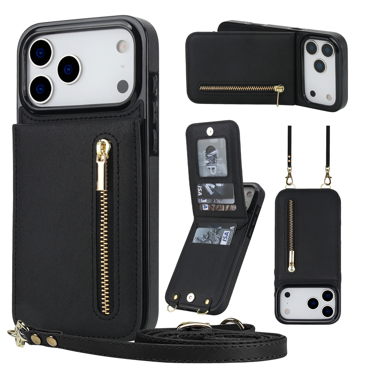 Crossbody zíper carteira titul - Leather Wallet Card Holder Phone Cover avaliação e preço