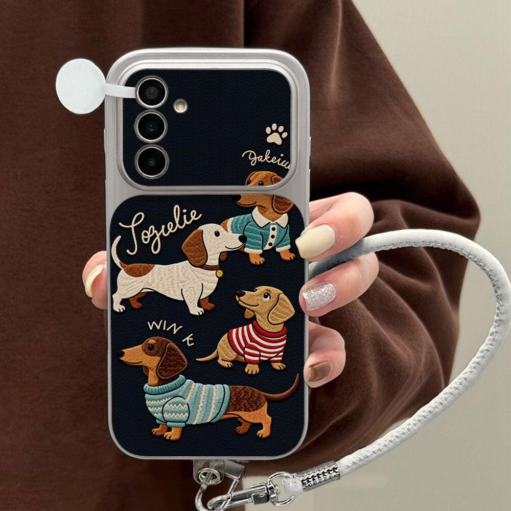 Capa de Celular de Couro Lichi - Cute Cartoon Wrist Strap Silicone Case avaliação e preço