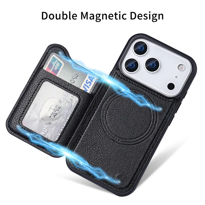 Para magsafe magnético flip co - Leather Wallet Card Holder Phone Cover avaliação e preço