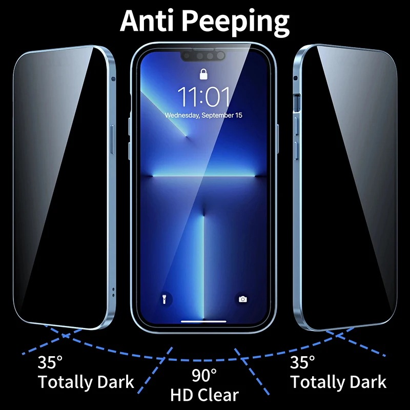 Capa Magnética de Metal com Vi - Anti Spy Privacy Glass Case avaliação e preço