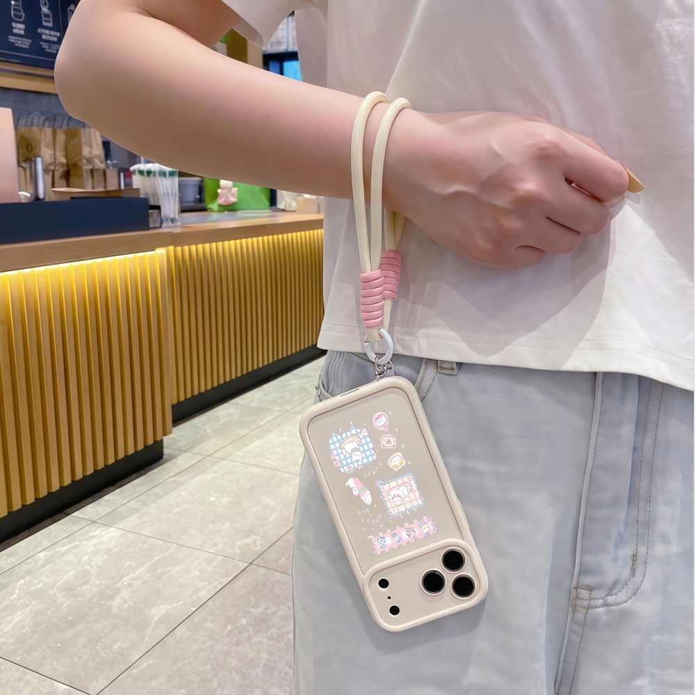 Capas de Celular com Alça de P - Cute Cartoon Wrist Strap Silicone Case avaliação e preço