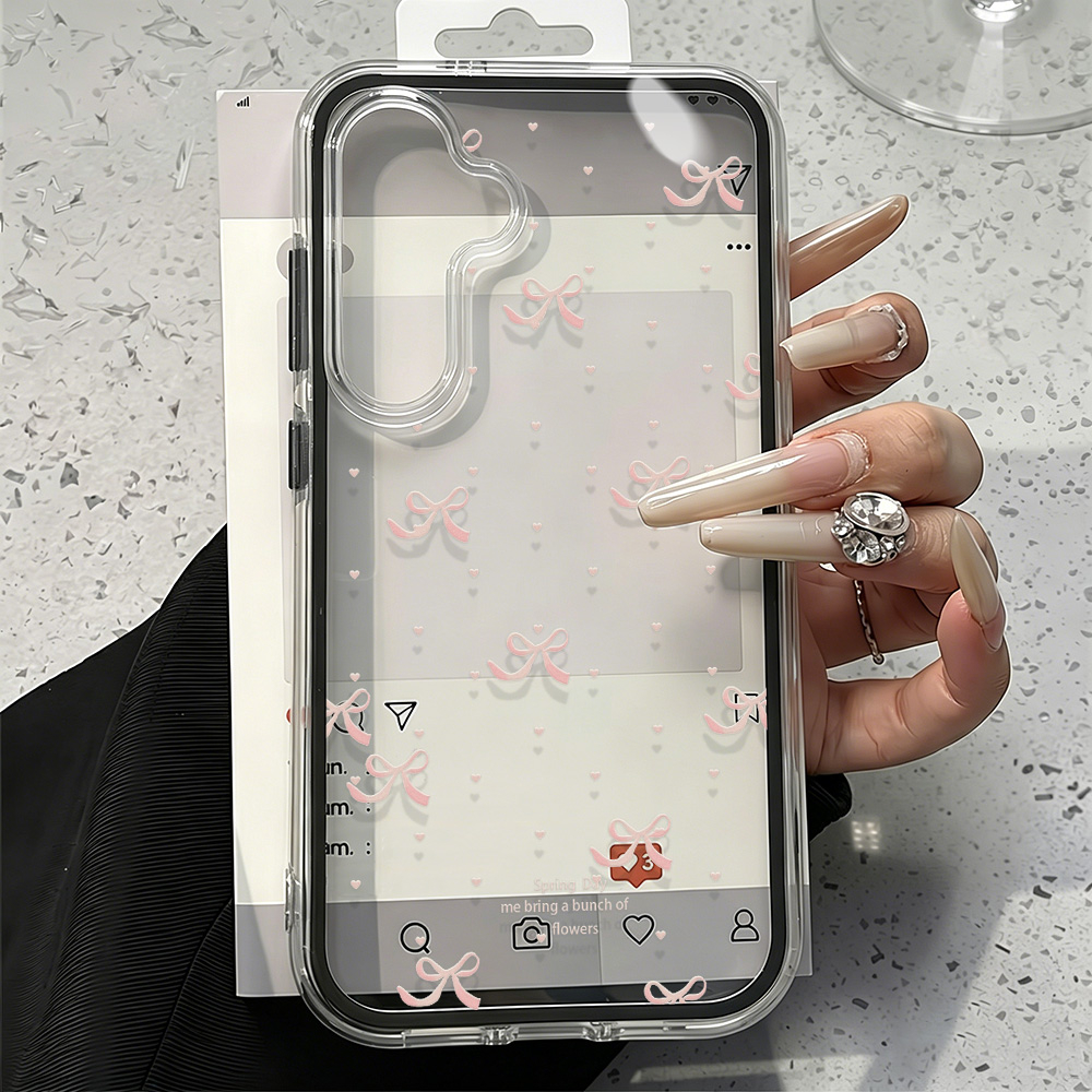 Capa de Telefone Rosa Fofa com - Clear Shockproof Bumper Case avaliação e preço