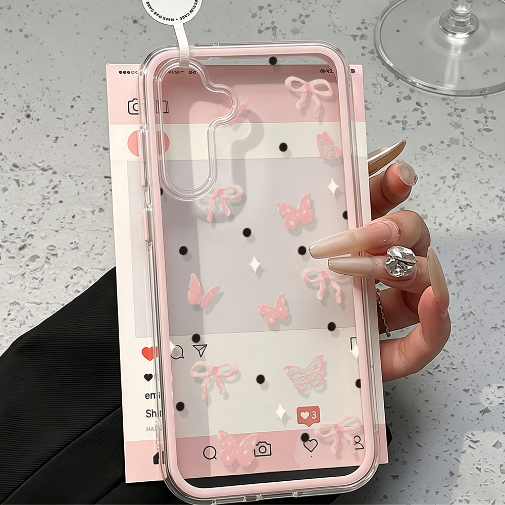Capa de Telefone Rosa Fofa com - Clear Shockproof Bumper Case avaliação e preço