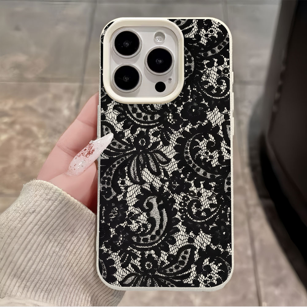 Capa de Celular Preta Vintage  - Vintage Floral Pattern Soft Case avaliação e preço