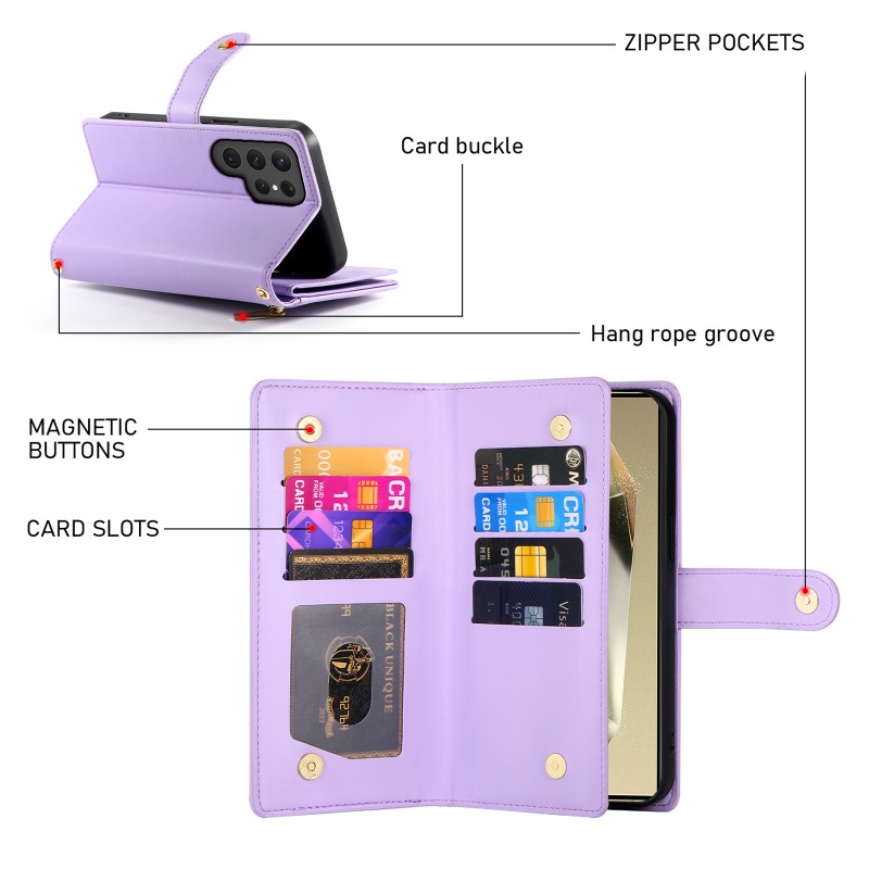 Zíper crossbody caso de telefo - Leather Wallet Card Holder Phone Cover avaliação e preço